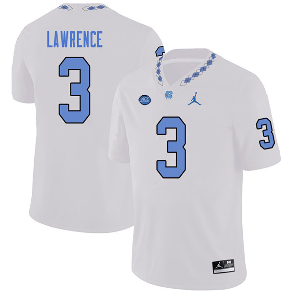 Jordan Brand Men #3 Devon Lawrence North Carolina Tar Heels College Football Jerseys Sale-White